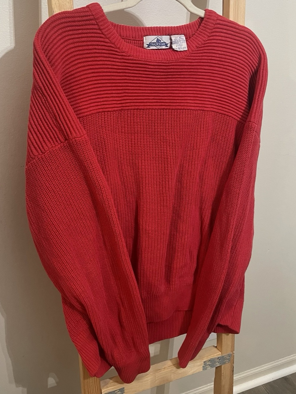 Vintage Trader Bay Men's Cotton Crewneck Sweater Red XL